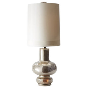 Contemporary Silver Mercury Glass Table Lamp | 47" Internal Light Metallic White