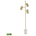 Elk Home - Dien 3-Light Floor Lamp, Honey Brass and White Marble - Featuring 3 mid century-style spotlights and a mid-century vibe, the Dien floor lamp comes in a honey brass finish and is set into a white marble base, adding a glamour and lux to its look.