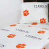 Clemson Tigers Printed Sheet Set, Twin, White, Full