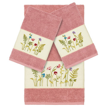 Serenity 3-Piece Embellished Towel Set, Tea Rose