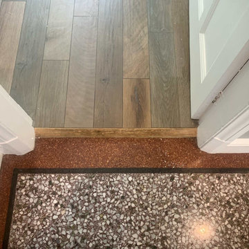Cracked Edwardian Terrazzo Hallway Floor Renovated in Knighton Leicester