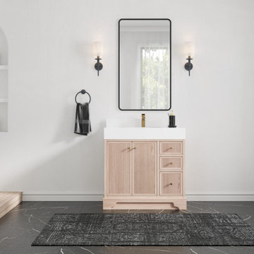 Manhattan White Oak 36 in. W x 22 in. D Center Sink Bathroom Vanity | White Oak
