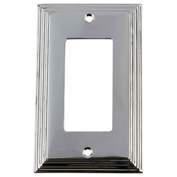 NW Deco Switch Plate With Single Rocker, Bright Chrome