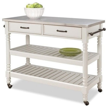 Homestyles General Line Wood Kitchen Cart in Off White