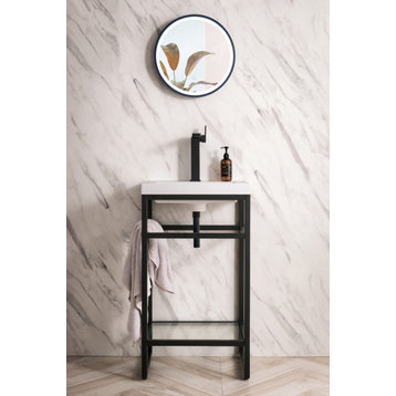 20" Modern Matte Black Freestanding Single Sink Bathroom Vanity James Martin