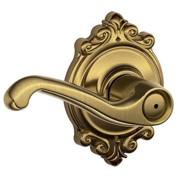 Flair Brookshire Rose Privacy Lock, Latch Strike, Antique Brass