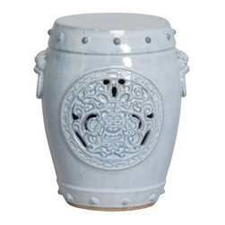 Misty Blue Dragon Medallion Garden Stool - Accent And Garden Stools