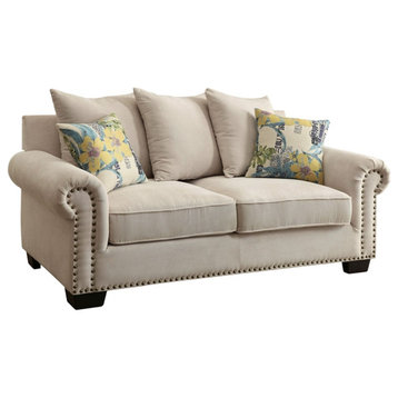 Furniture of America Brendall Transitional Chenille Upholstered Loveseat in Gray