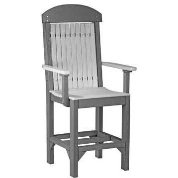 Set of 4 Poly Dining Chairs, Dove Gray & Slate, Counter Height, Arm Chair