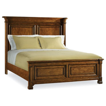 Hooker Furniture Tynecastle King Panel Bed in Medium Wood