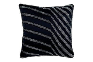 Abstract Art - Black Jacquard Silk Throw Pillow Cover