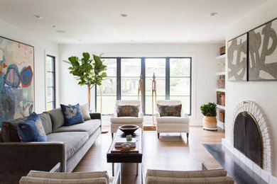 Example of a transitional living room design in Kansas City