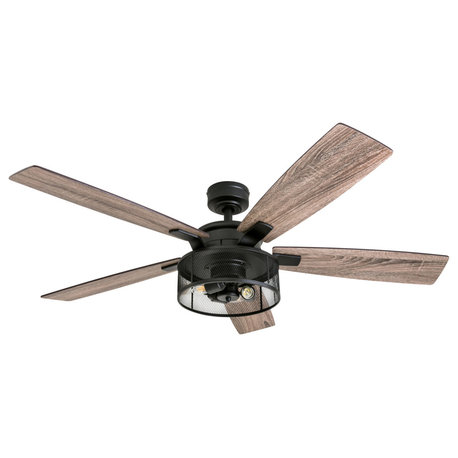 Honeywell Carnegie 52" Indoor Ceiling Fan, Remote Control, Matte Black, Black