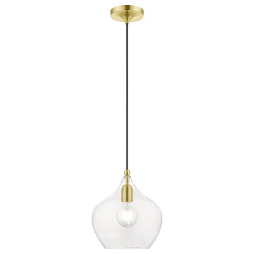 Aldrich 1 Light Satin Brass With Polished Brass Accent Pendant