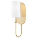 Mitzi by Hudson Valley Lighting - Lara 1 Light Wall Sconce, Aged Brass, White - Features: