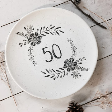 Hand Painted 50th Anniversary Serving Plate