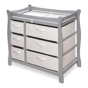 corner changing table grey