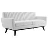 Engage Channel Tufted Fabric Loveseat, White
