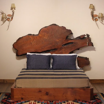 Rustic Modern Live Edge Redwood Burl Slab Platform Bed