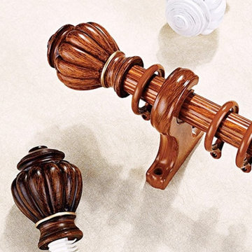 QYT5220 Single Drapery Curtain Rods For Heavy Curtains Timber
