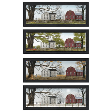 Set of Four Four Seasons Collection II 2 Black Framed Print Wall Art