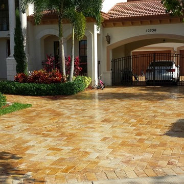 Travertine Driveway sealed with Cobble Loc