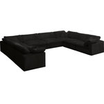 Meridian Furniture - Cozy Velvet Upholstered Comfort 8-Piece U-Shaped Modular Sectional, Black - Bring home this Cozy 8-piece sectional for a fresh new look. Embrace casual elegance with this Cozy velvet cloud-like comfort modular fiber-filled seating option. Handsome from all angles, this piece features soft black velvet upholstery to make it an easy fit in any room. This modular piece can be combined with other items in the Cozy collection to create a seating group of your dreams. The cushions on this piece are exceptionally comfortableand filled with fiber for luxury that you deserve as you rest and relax.