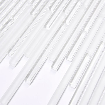 Elegant Modern White Glass Backsplash Tile, 12"x12"