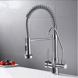 Chrome Brass Pull Down Kitchen Faucet Rotatable Drinking Water SPRING Kitchen Sink Faucet TC0288F - Kitchen Faucets