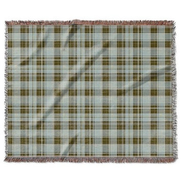 "Tartan Plaid in Green and Brown" Woven Blanket 80"x60"