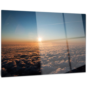 "Sunset above the Dark Clouds" Oversized Glossy Metal Wall Art, 28"x12"
