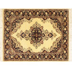 Bareens Designer Rugs - Pak Persian Ileana Ivory/Blue Wool Rug - 2'7'' x 4'2'' - Designed with mesmerizing intricacy and gorgeous color palette, this hand-knotted masterpiece demonstrates the beauty and electrifying thrill of Pak Persian art. These meticulously hand-knotted Pak-Persian rug is made with pure wool and features breathtaking traditional, transitional, and tribal designs in bold luxurious color pallets. Known for their intricate designs these rugs are a reproduction of Persian rugs, made in Pakistan with unique Mughal designs. Made by master weavers using the same Persian texture, design and dying technique, we wanted to produce the most significant manifestation of Persian art, life, and culture. This rug is most famous for its exceptional quality, incredible designs, patterns, and vibrant rich color. Pak-Persian rugs made with Persian weave with high knot counts, which enables the high intricacy and detail found in the patterns are also referred to as "State of art", each color adds a rich beautiful detail in the artwork of this rug. The design, color, and beautiful chromatic composition with a vibrant sheen with intricate designs, exude beauty, elegance, and quality make this rug a masterpiece of its own.
