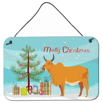 Zebu Indicine Cow Christmas Wall or Door Hanging Prints BB9192DS812