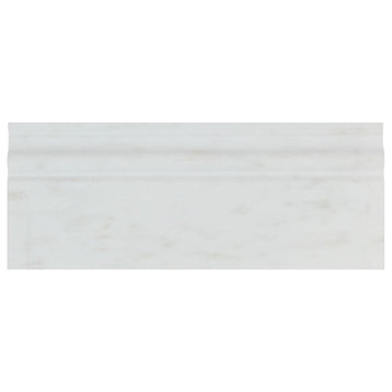 Polished Oriental White Marble Baseboard Trim, 4 3/4 X 12 - 10 Pieces