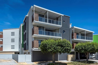Modern apartment exterior in Perth with four or more storeys.
