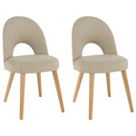 Bentley Designs - Oslo Oak Stone Upholstered Chairs, Set of 2 - Oslo Oak Stone Upholstered Chair Pair takes inspiration from sophisticated mid-century styling through hints of both retro and Scandinavian design resulting in soft flowing curves throughout. Oslo is a fashionable range that features an eclectic blend of shapes and forms.