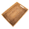 Artifacts Rattan Rectangular Tray With Cutout Handles, Honey Brown