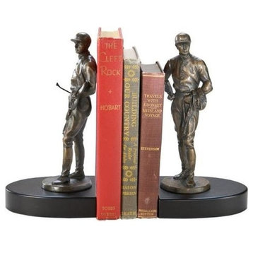 Bookends Jockey Weigh-In Vintage Gold Resin Black Base Hand Painted