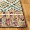 Contemporary Area Rug, Colorful Green/Red Geometric Diamonds Patterns, 10' X 14'