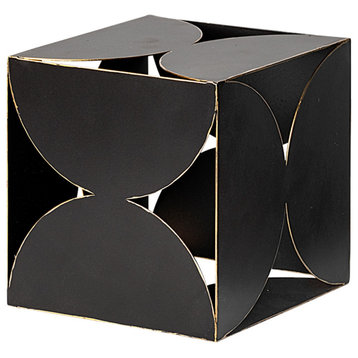 Darren, Small 6"x6" Black Metal Decorative Cube
