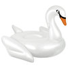 72.25" Pearlized White Inflatable Giant Swan Swimming Pool Ride-On Float Toy