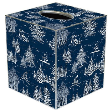 TB1707- Blue Ski Toile Tissue Box Cover