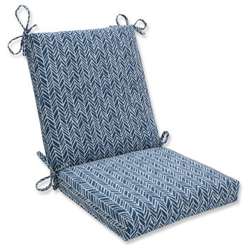 Out/Indoor Herringbone Squared Corners Chair Cushion, Ink Blue
