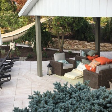 Beach Entry Pool with Cascading Water Feature & Slide