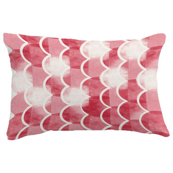 Zircoland Geometric Print Throw Pillow With Linen Texture, Red, 14"x20"