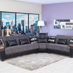 Molina Sectional Sofa in Floket Gray by Casamode Furniture - Sectional Sofas
