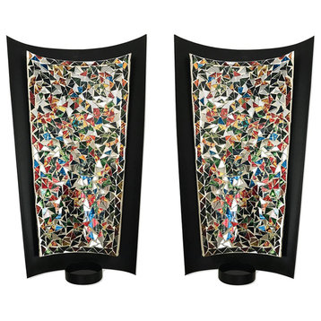 DecorShore 15 inch Mosaic Wall Sconce Tealight Candle Holders, Set of 2