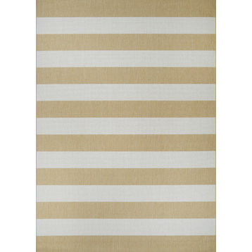 Couristan Afuera Yacht Club Indoor/Outdoor Area Rug, Butterscotch-Ivory, 3'11"x5