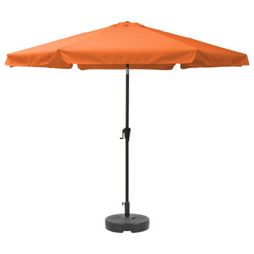 10' Round Tilting Orange Patio Umbrella, Round Umbrella Base