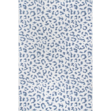 nuLOOM Mason Machine Washable Leopard Print Area Rug, Blue 8' Square